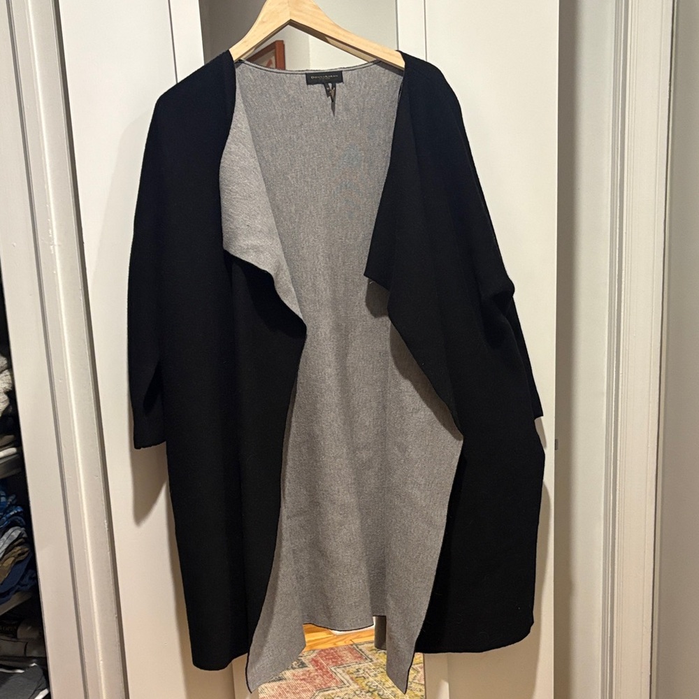 Donna Karan Black Cardigan with Gray Interior M/L Merino wool
